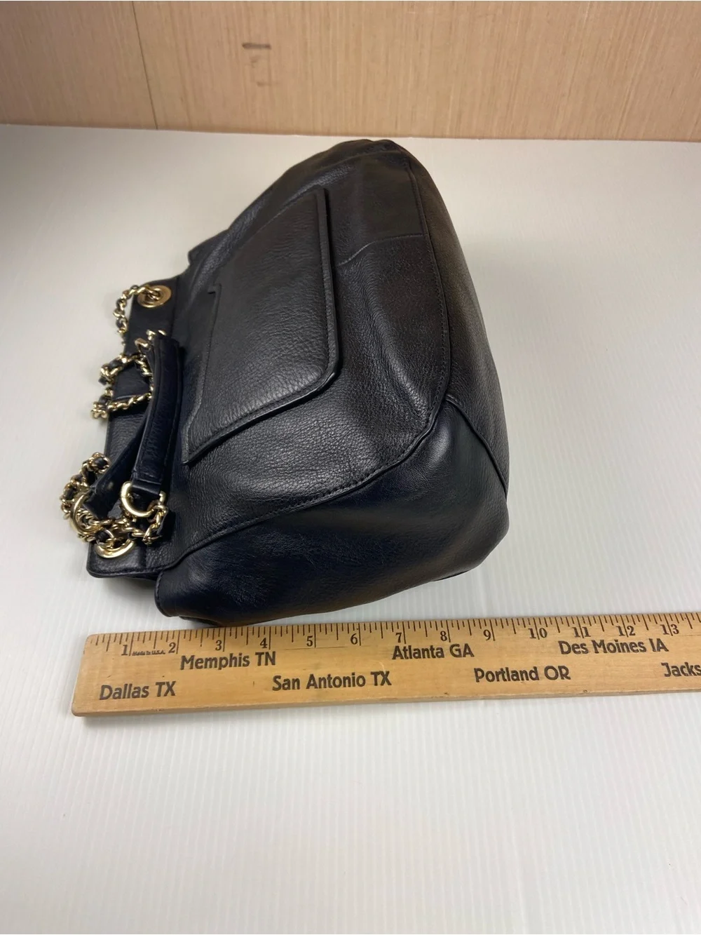 Tory Burch Black Pebbled Leather Convertible Gold Chain Shoulder Bag